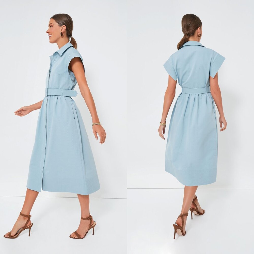 Tuckernuck Pale Blue Belted Midi Shirt Dress - Picture 2 of 10